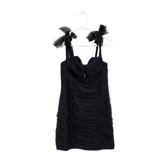 Alice McCall Goodvibes Tulle Tie Off Shoulder Fitted Mini Dress Black Size US 8 - Picture 8 of 15